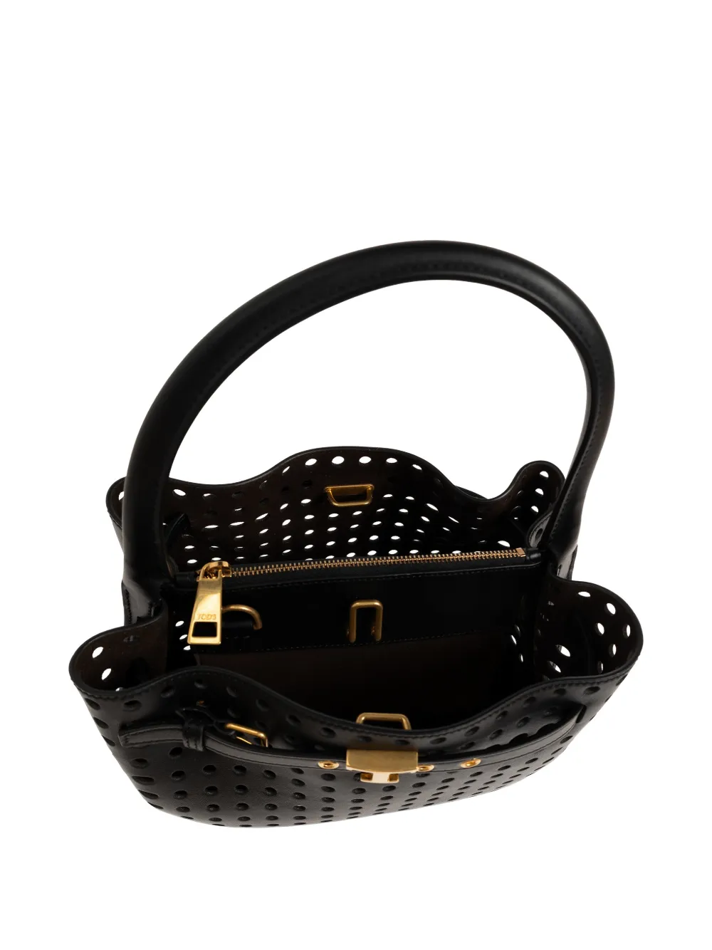 Tod's Geperforeerde leren shopper met gesp Zwart