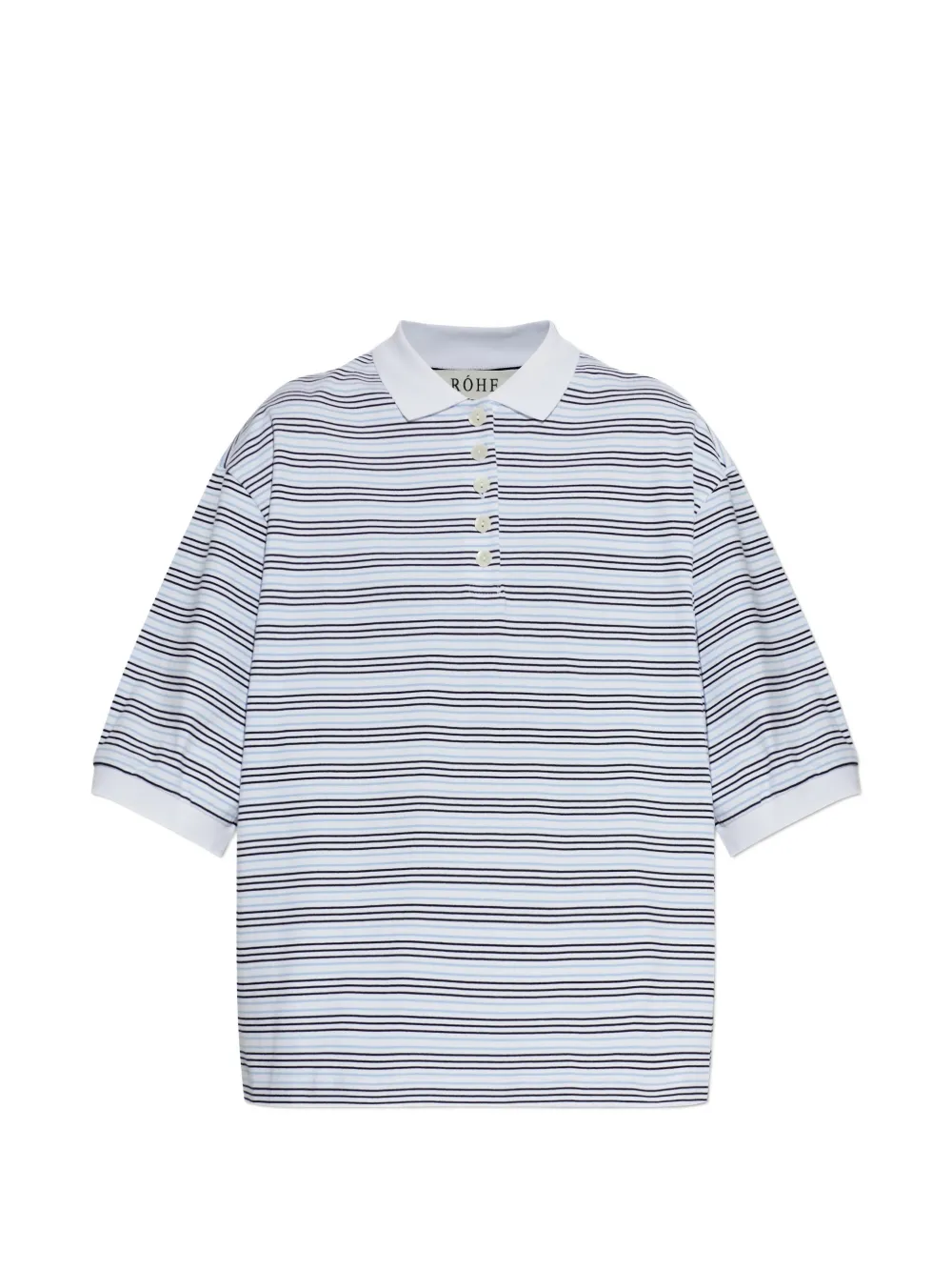 Róhe striped-pattern buttoned polo shirt - Bianco