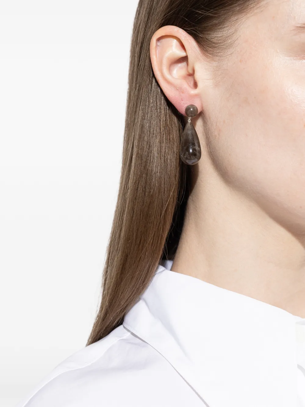  Lie Studio Lola Smoky Quartz Drop Earrings - Silver 