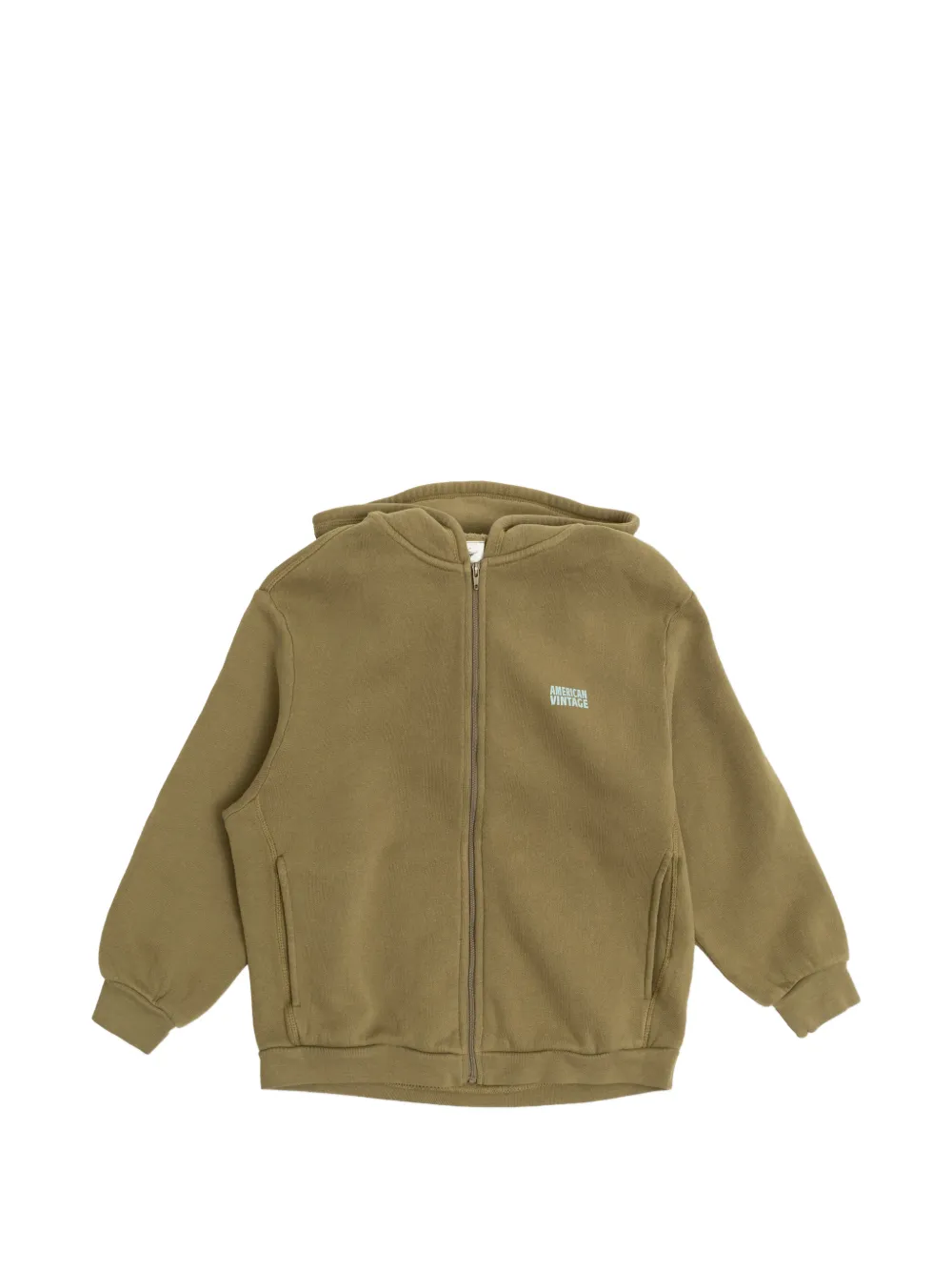 American Vintage Kids Izubird zip-fastening hooded sweatshirt - Verde