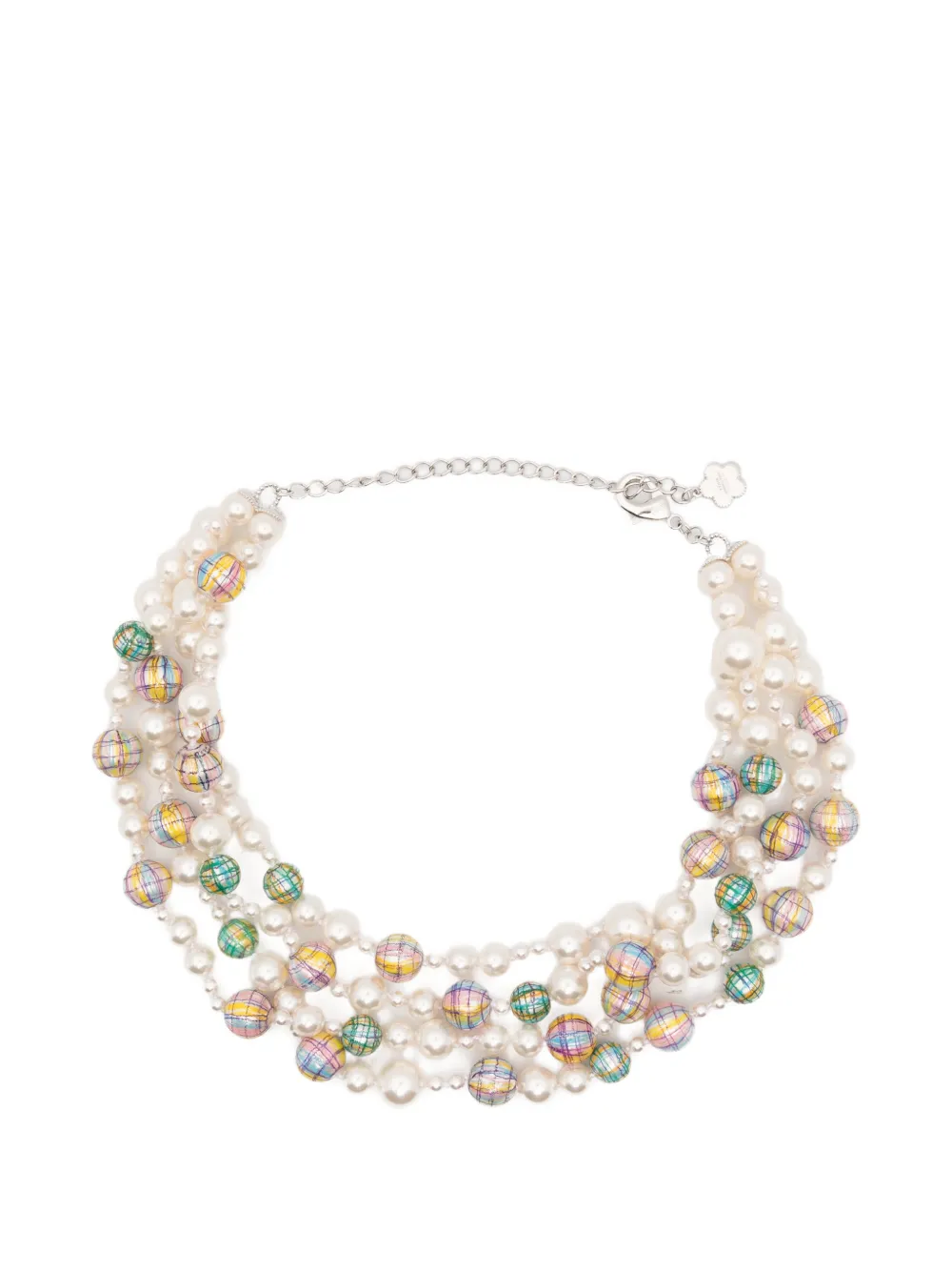 SHUSHU/TONG x Yvmin multi-strand painted-pearl necklace - Bianco