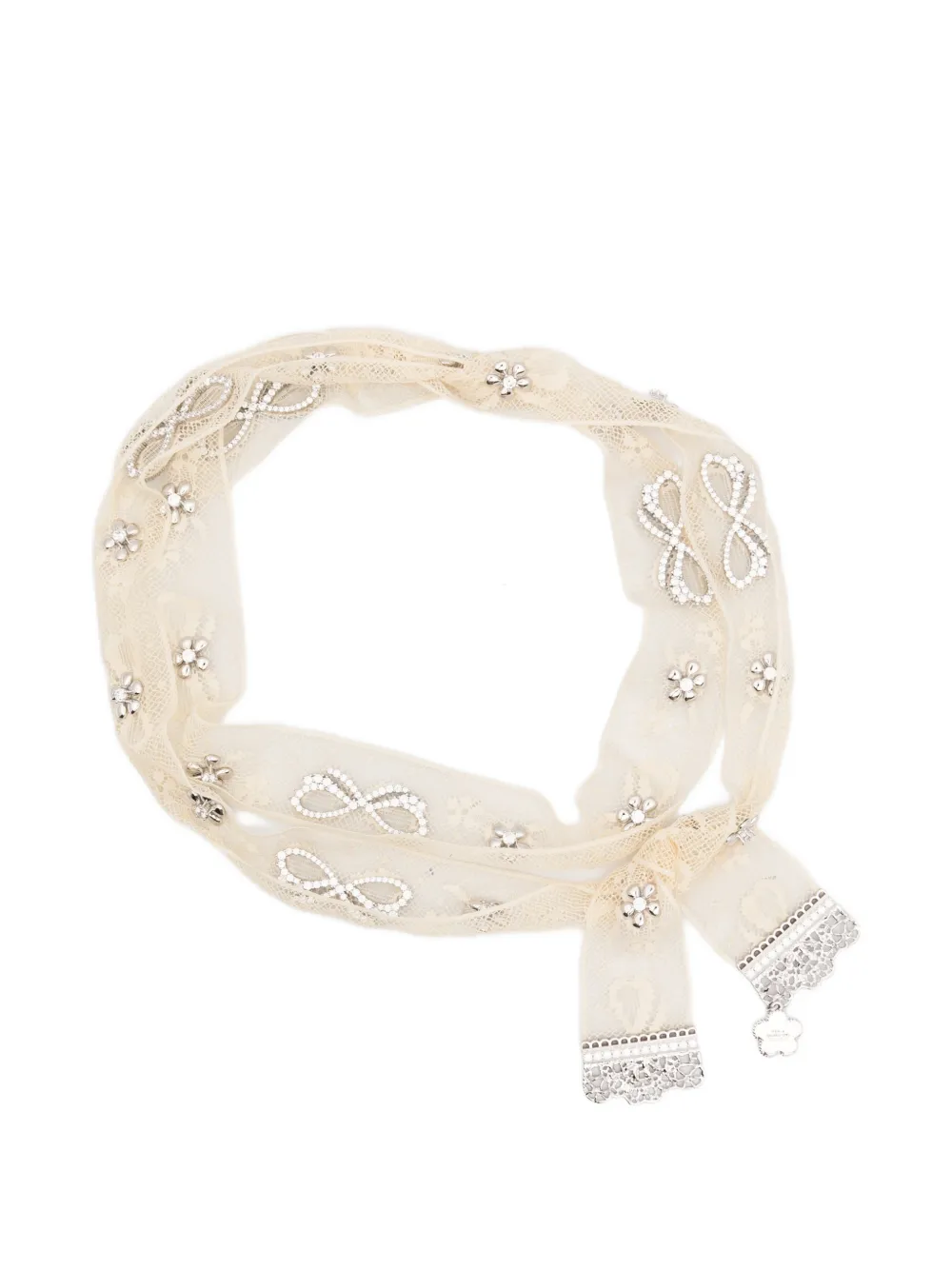 SHUSHU/TONG x Yvmin crystal-embellished lace necklace - Toni neutri