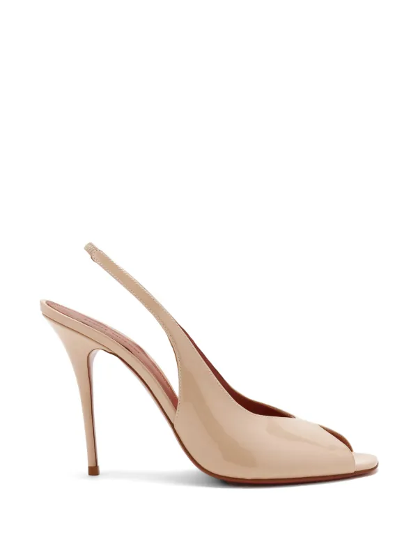 Amina Muaddi 105mm Kristina Heeled Mules in Neutrals