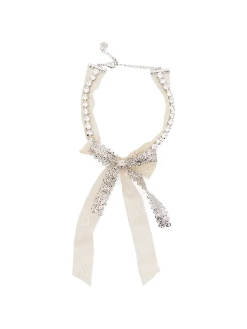 SHUSHU/TONG x Ymin lace-bow crystal-embellished necklace