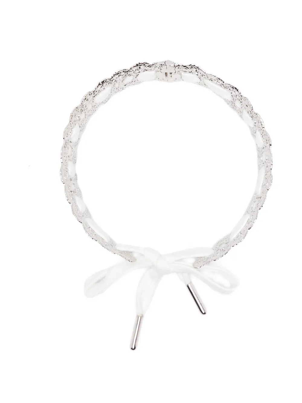 SHUSHU/TONG x Yvmin bow-detail lace-trim necklace - Argento