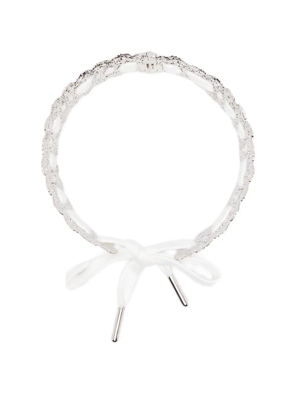 SHUSHU/TONG x Yvmin bow-detail lace-trim necklace - Argento