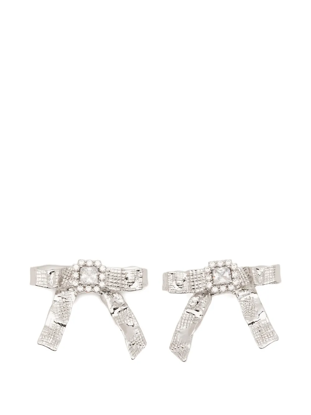 SHUSHU/TONG x YVMIN Foil Ribbon embellished earrings - Argento