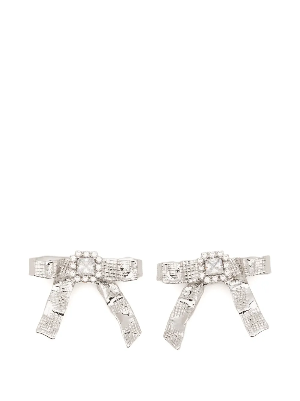 SHUSHU/TONG x YVMIN Foil Ribbon embellished earrings - Argento