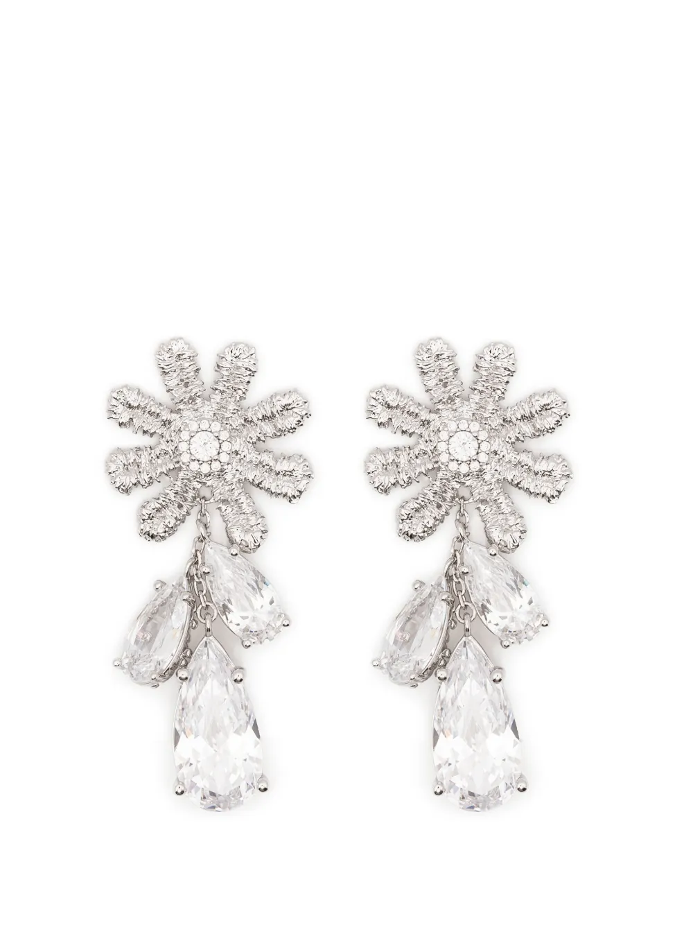 SHUSHU/TONG x YVMIN flower-motif drop earrings - Argento