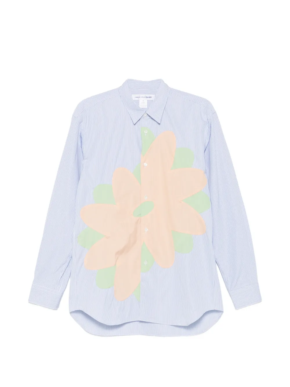 Comme Des Garçons Shirt floral-appliqué striped shirt - Blau