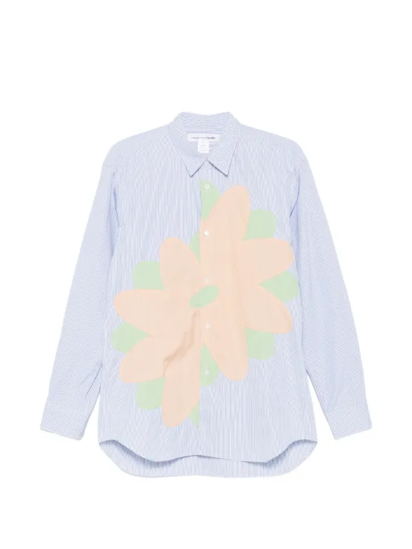 Comme Des Garçons Shirt フローラル ストライプ シャツ | ブルー