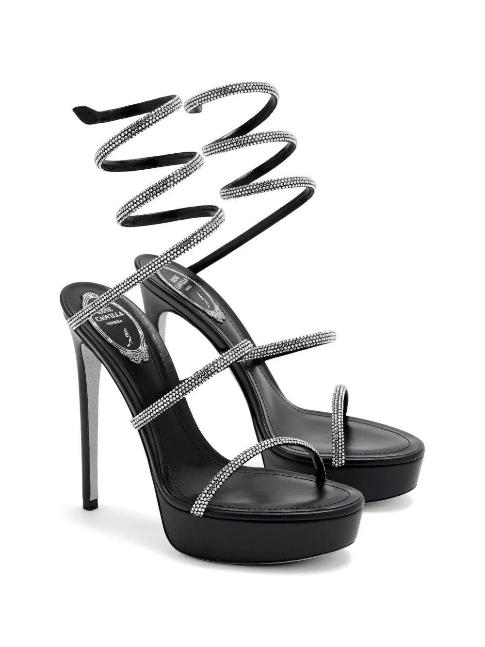 René Caovilla 130 mm Cleo sandalen met hak Zwart