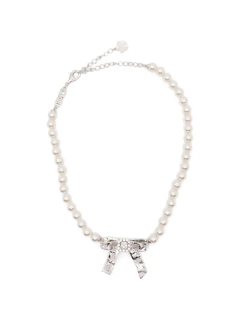 SHUSHU/TONG x YVMIN Teen Foil Bow pearl-embellished necklace