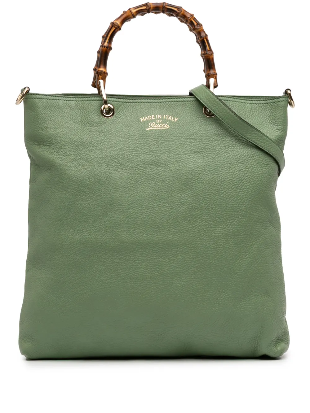 Gucci Pre-Owned 2016-2025 Tall Leather Bamboo Shopper Tote satchel - Verde