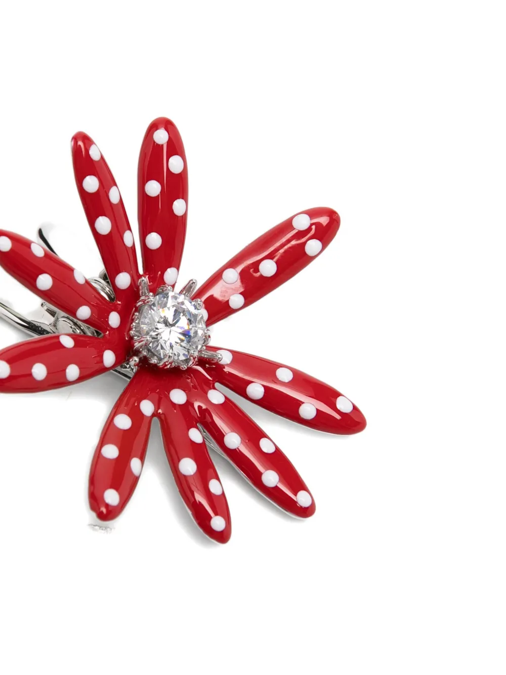  Yvmin Polka Dot Flower Hair Clip - Silver 