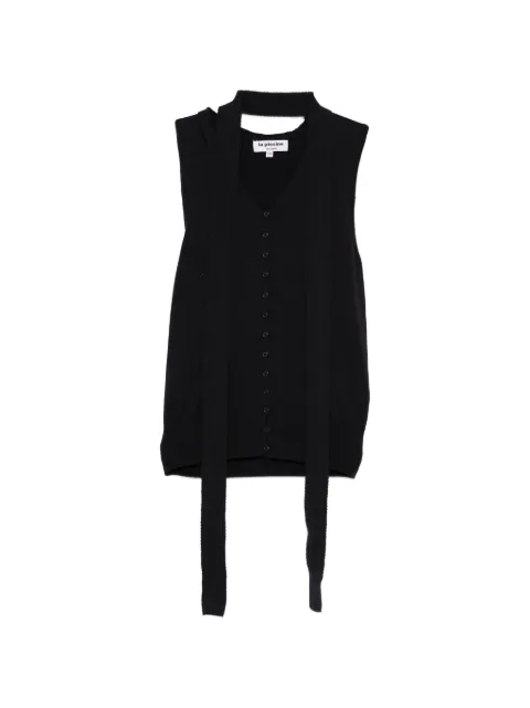 La Piscine V-neck tie knit vest