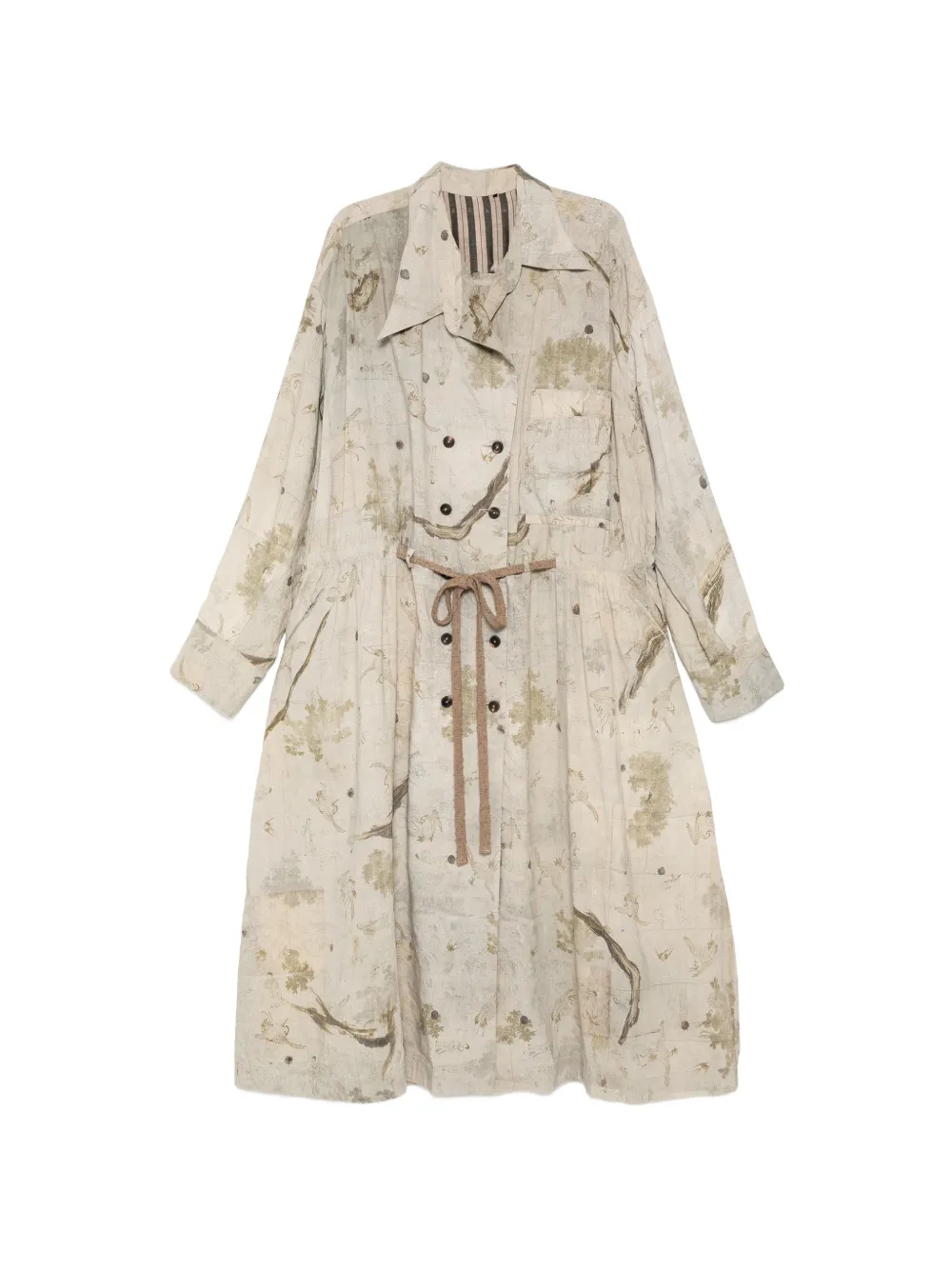 Ziggy Chen graphic-print double-breasted coat - Toni neutri