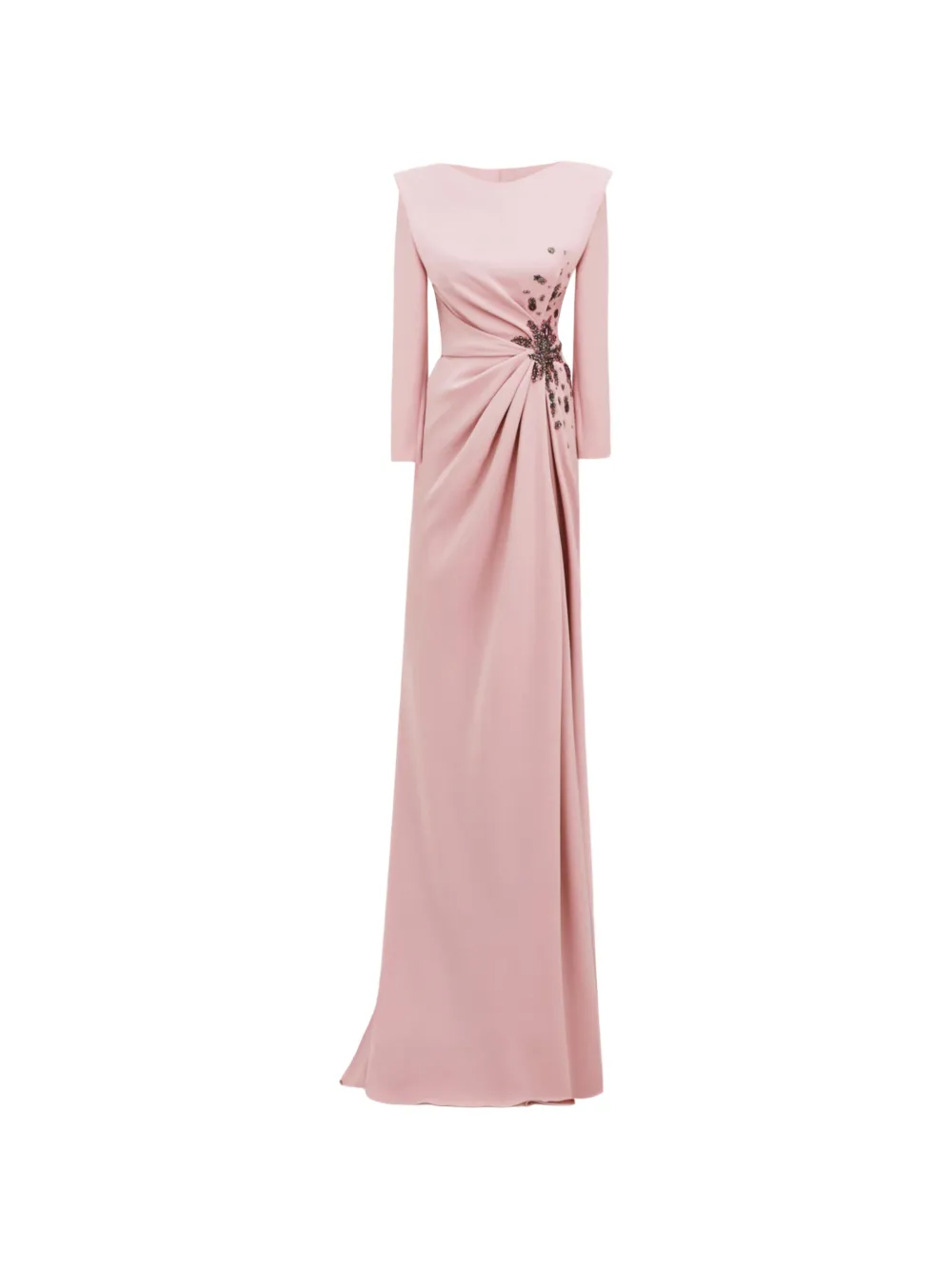 Gemy Maalouf Structured-shoulders Maxi Dress In Pink