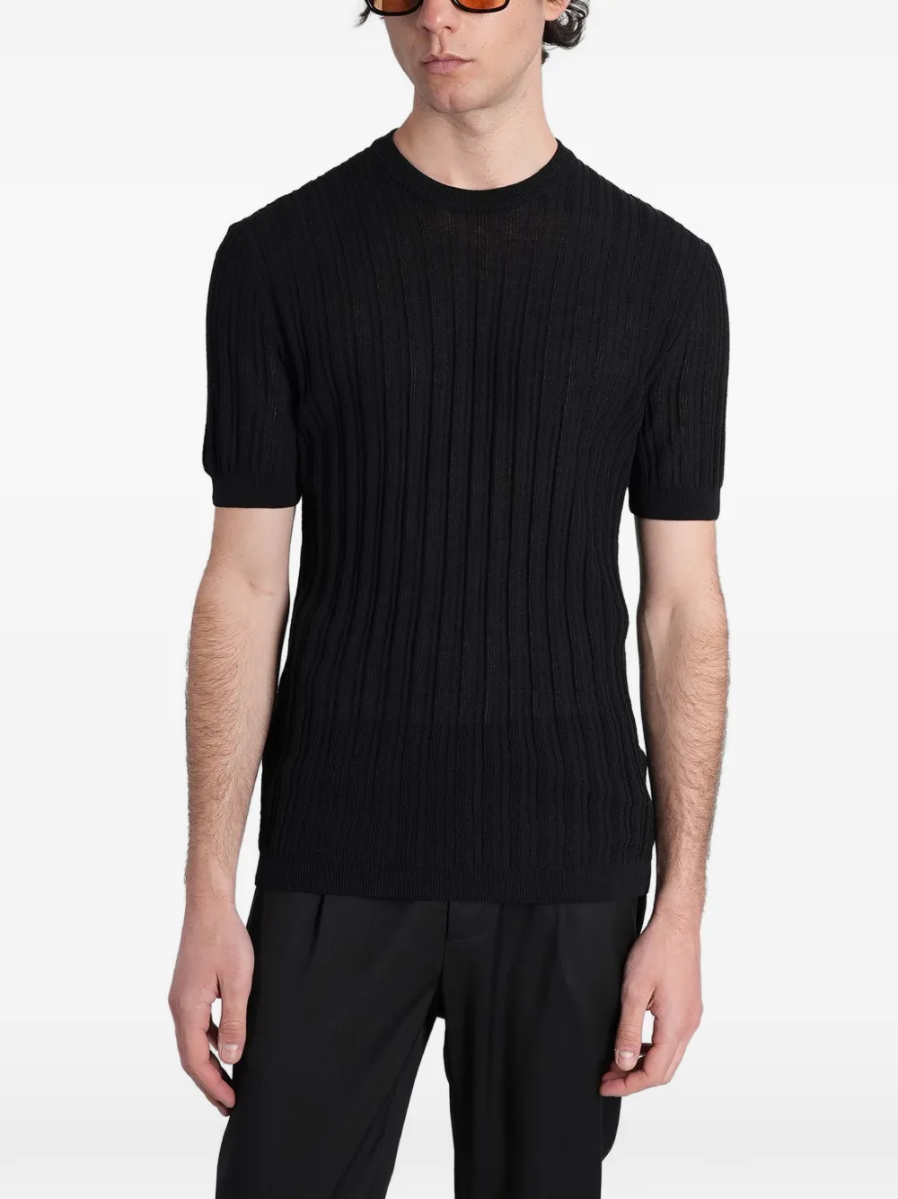 Low Brand K221 ribbed-knit T-shirt - Schwarz