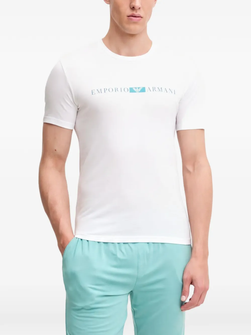 Armani Exchange logo-print T-shirt Wit