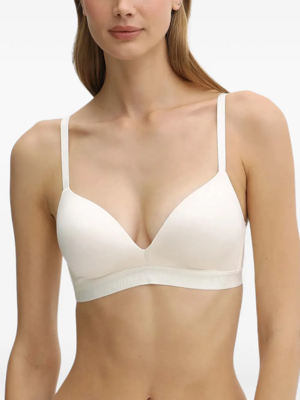 Armani Exchange logo-tape triangle bra - Toni neutri