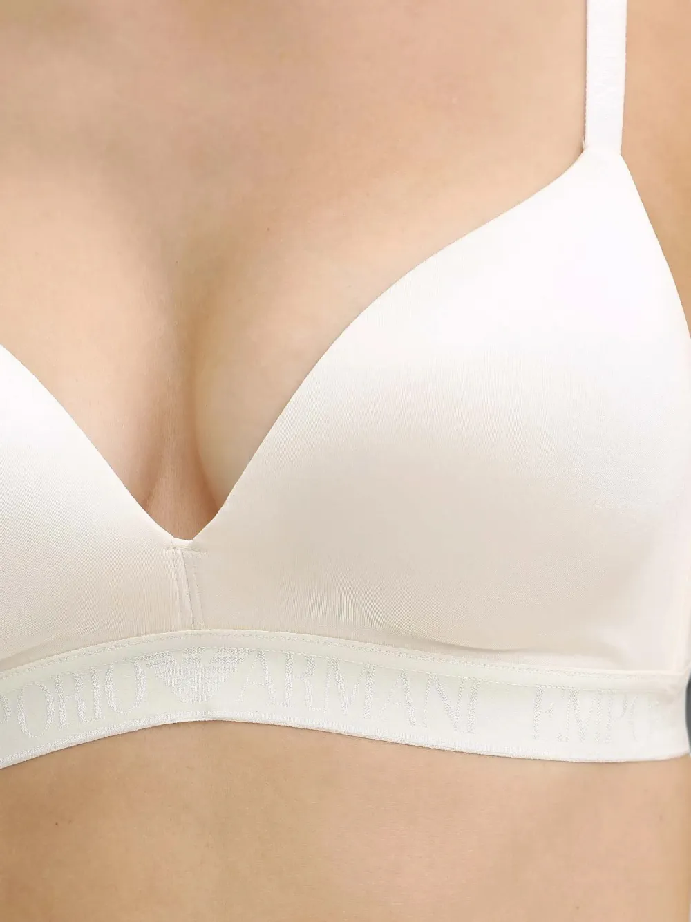 Emporio Armani logo-tape triangle bra Wit