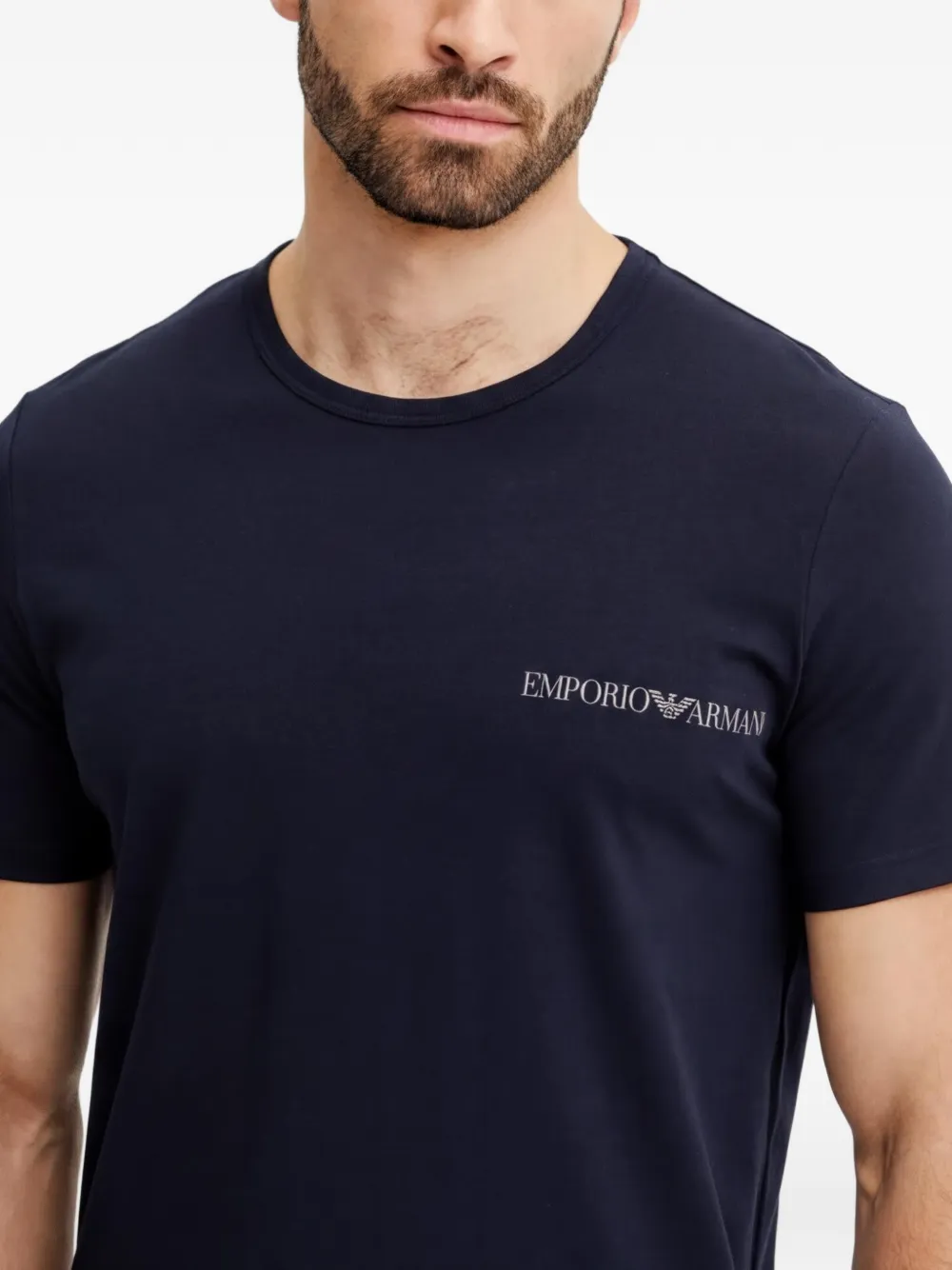 Armani Exchange logo-print T-shirt Blauw