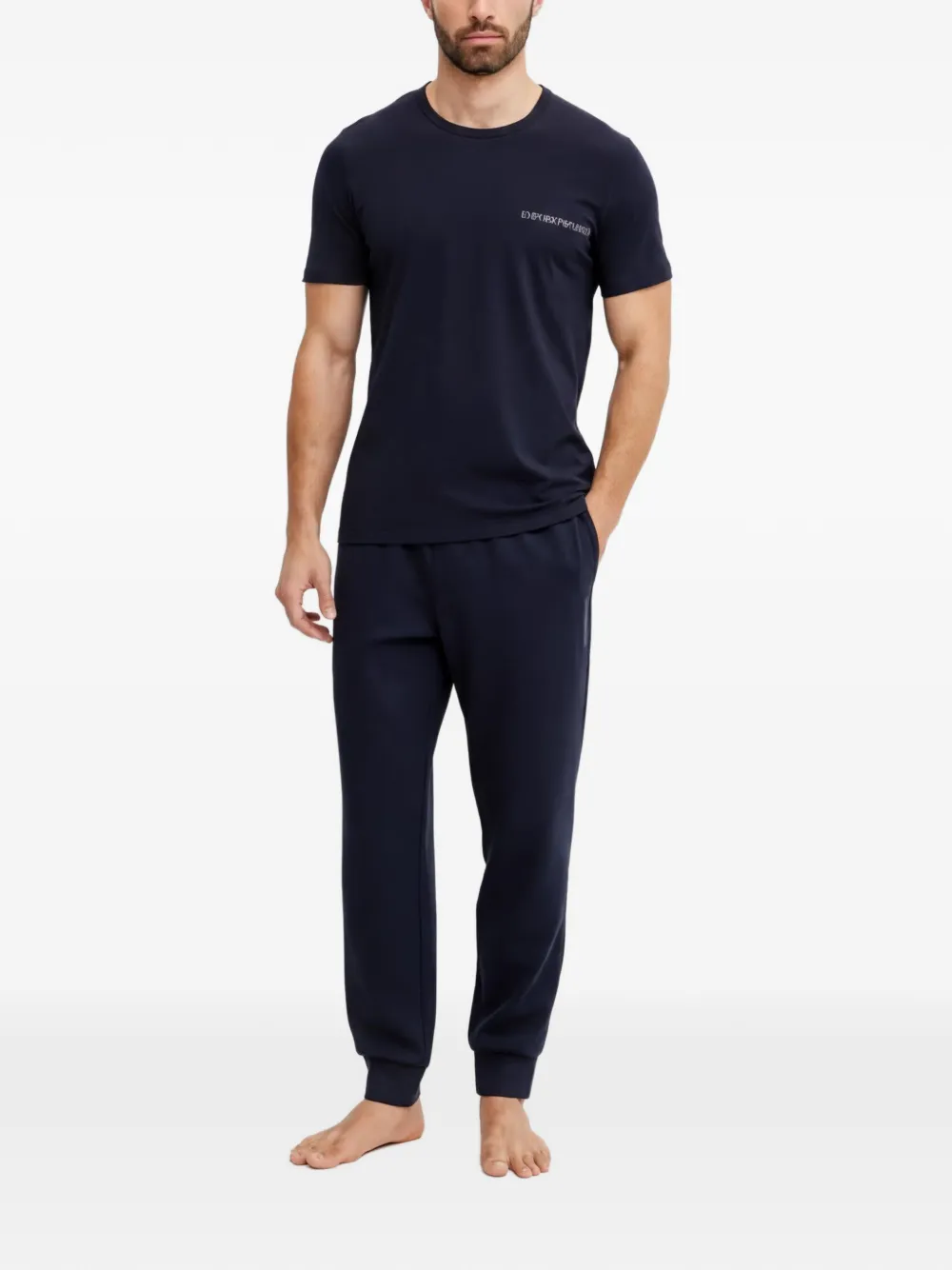 Armani Exchange logo-print T-shirt Blauw