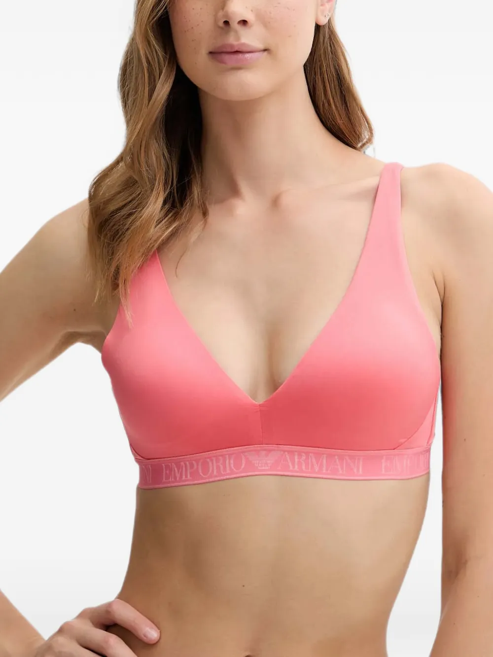 Armani Exchange logo-tape triangle bra - Rosa