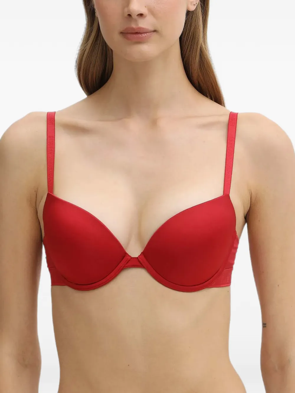 Emporio Armani logo-tape push-up bra - Rosso