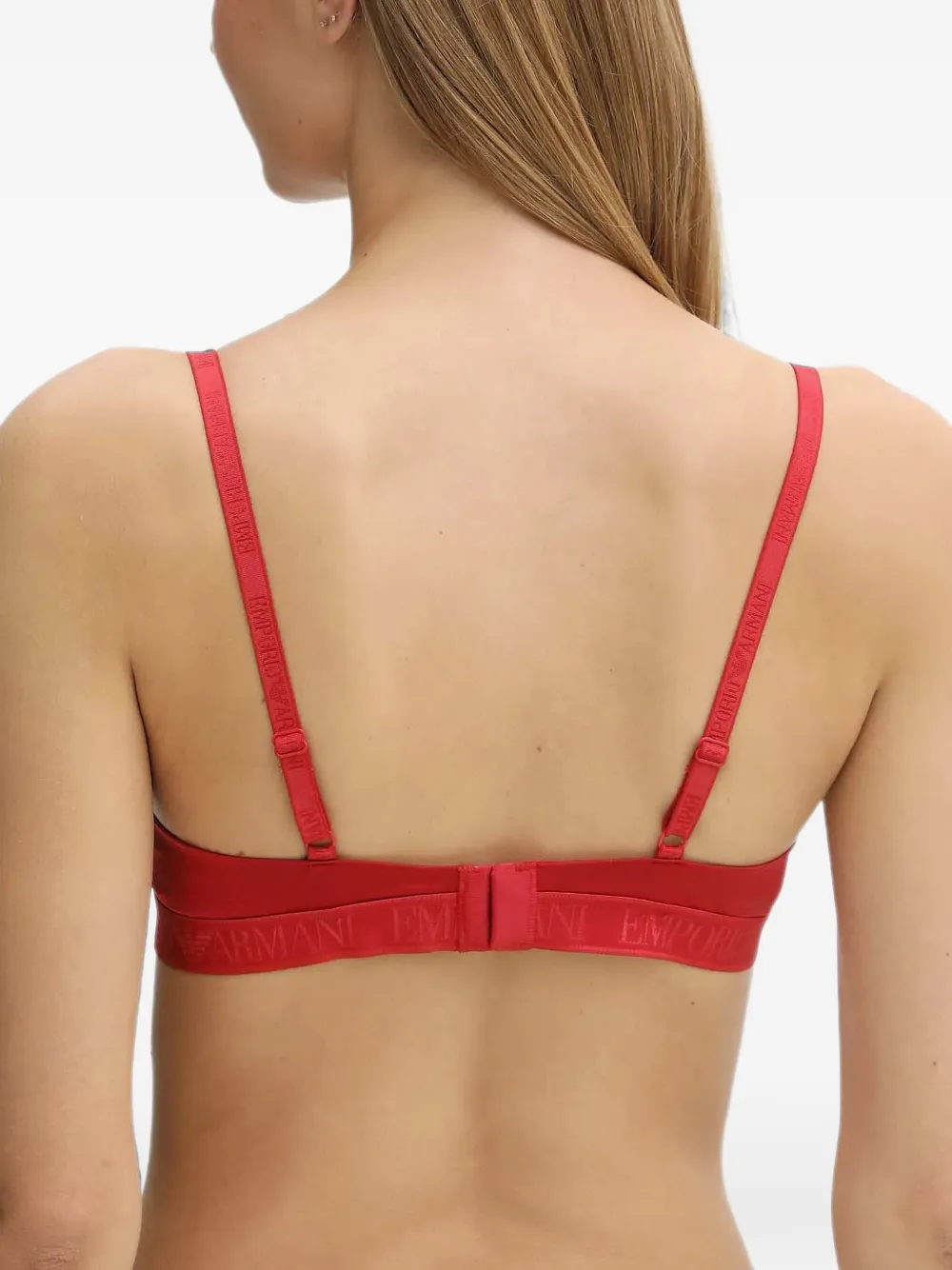 Emporio Armani logo-tape push-up bra Rood