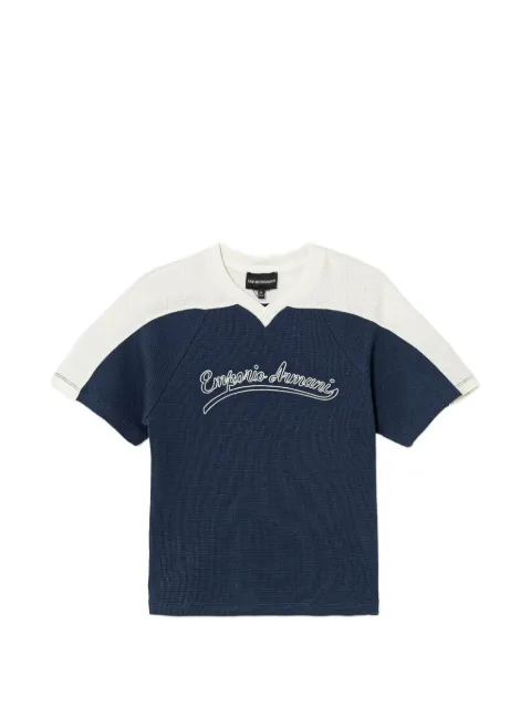 Emporio Armani logo-embroidered panelled T-shirt