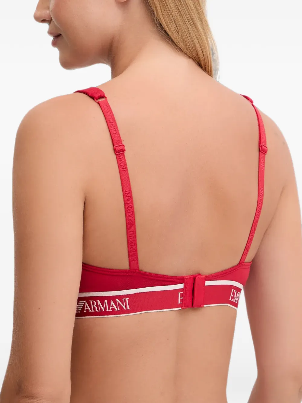 Emporio Armani Triangel-bh met logoband Rood