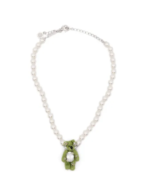 YVMIN bear-pendent pearl necklace