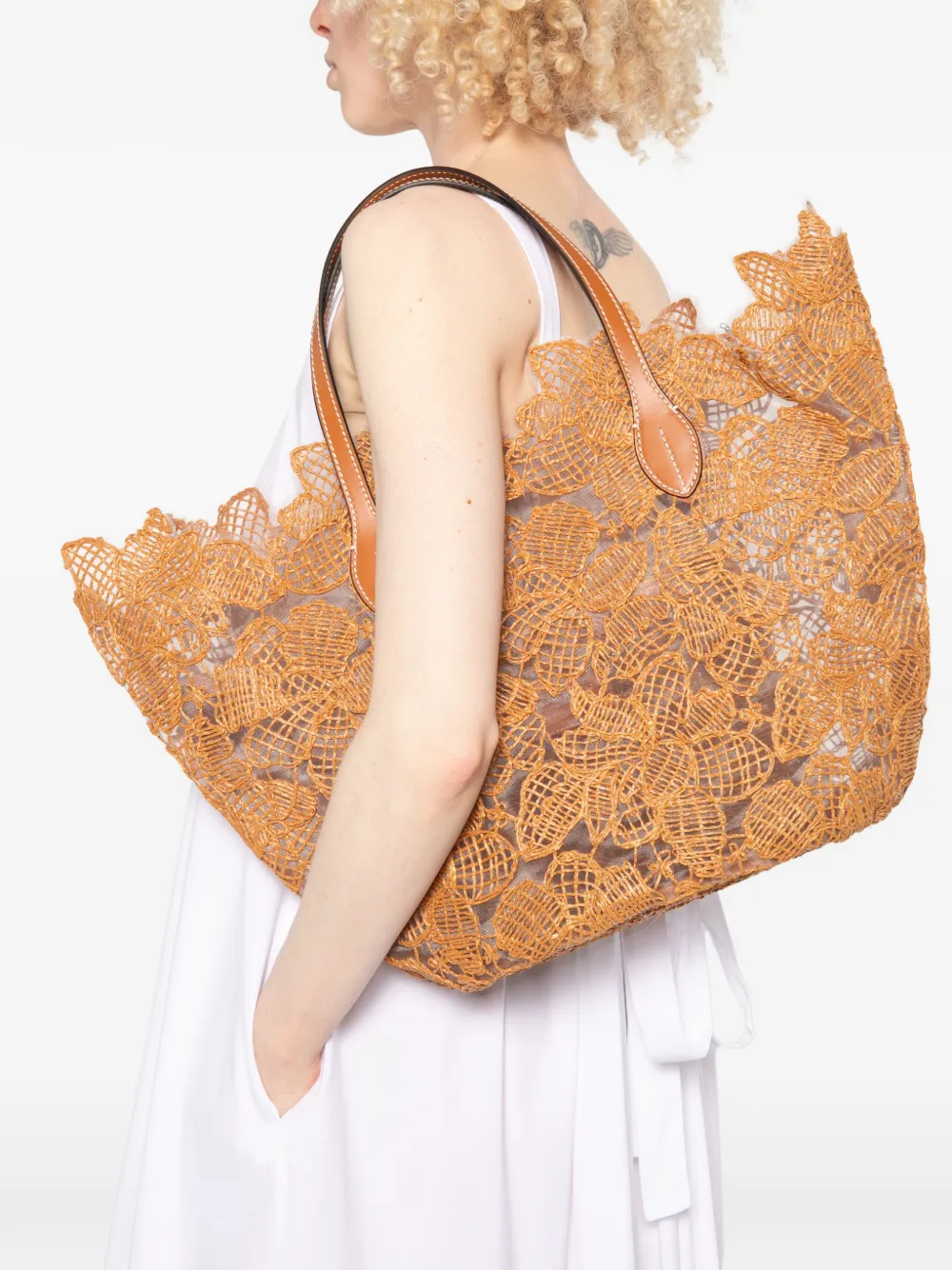 Ermanno Scervino floral-lace Tote Bag | Neutrals | FARFETCH