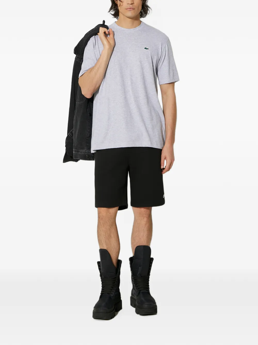 Lacoste logo-embroidery T-shirt Grijs