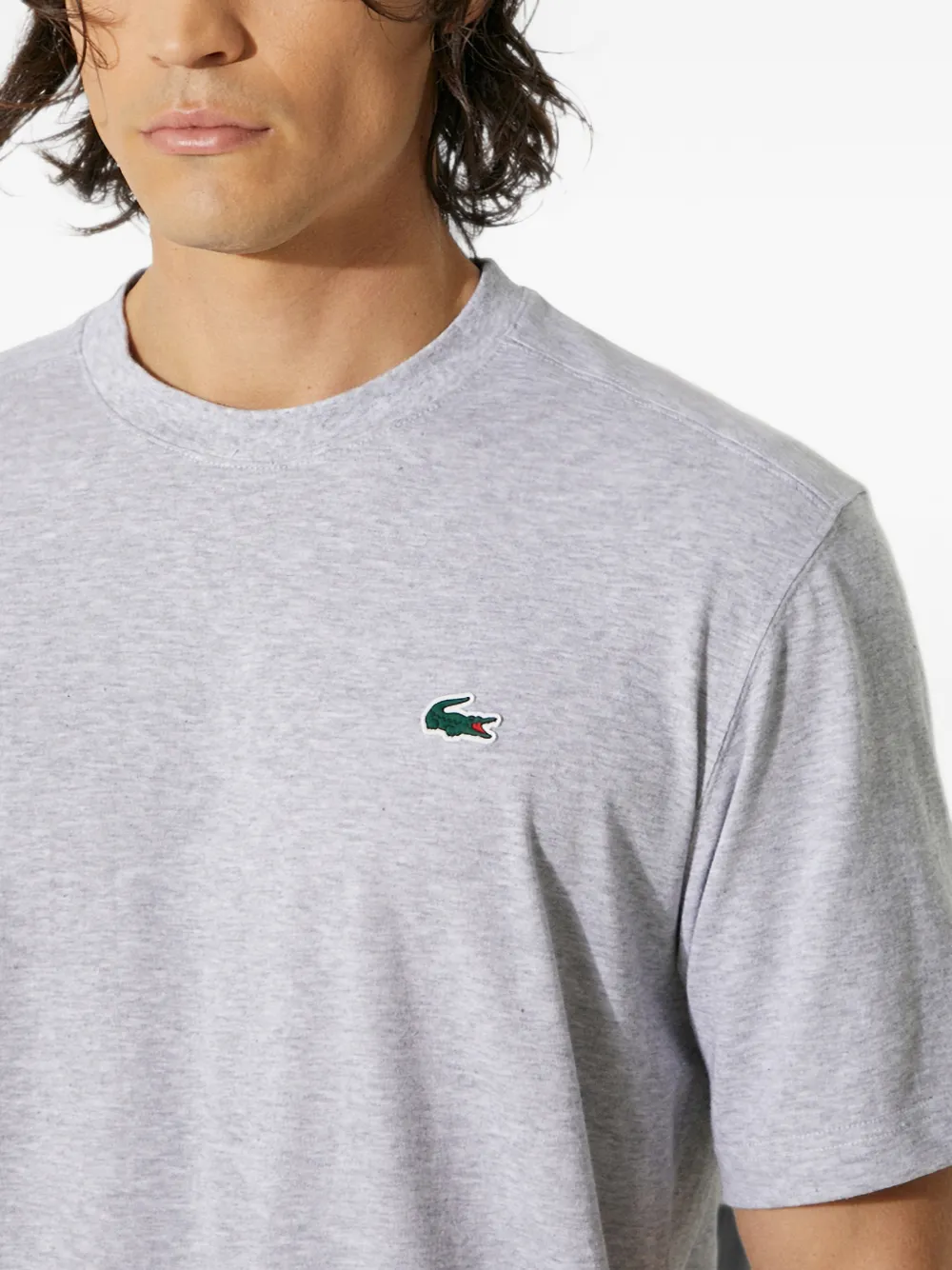 Lacoste logo-embroidery T-shirt Grijs