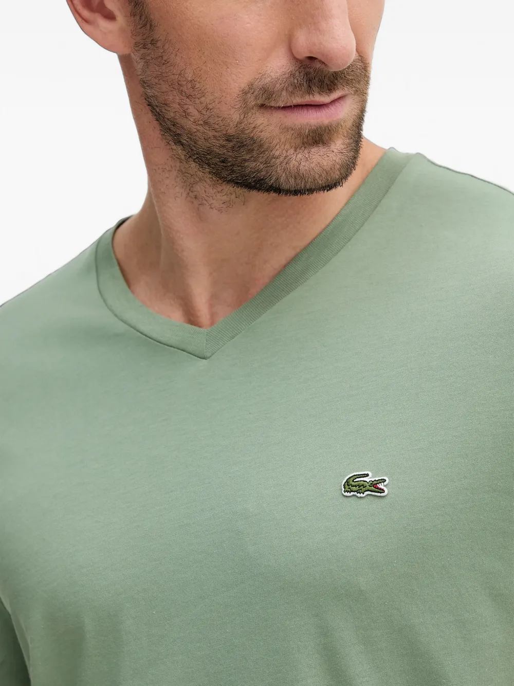 Lacoste T-shirt met V-hals Groen