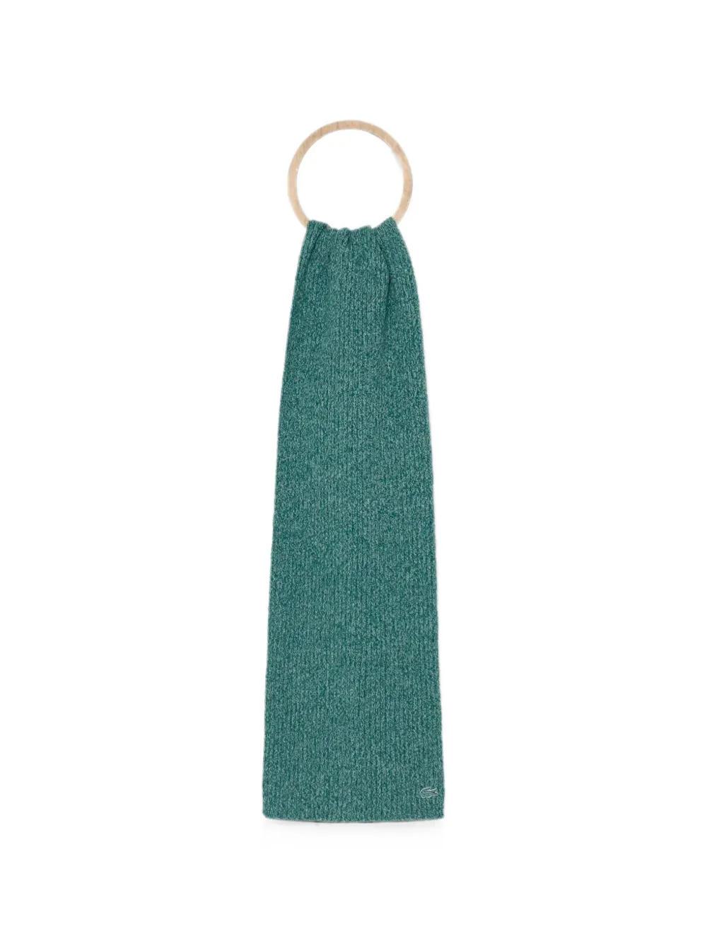 Lacoste ribbed-knit logo-patch scarf - Verde