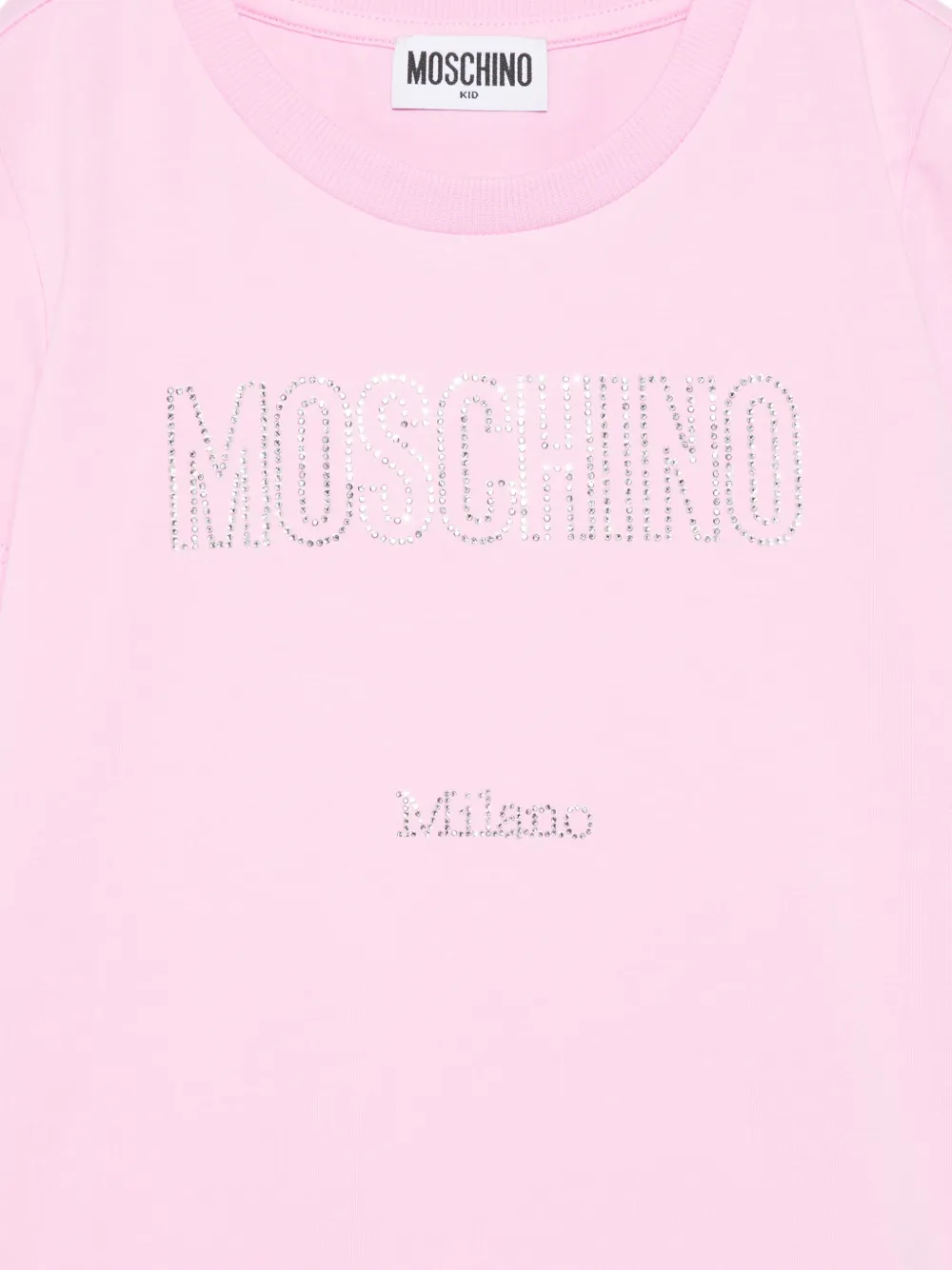 Moschino Kids T-shirt verfraaid met kristallen Roze