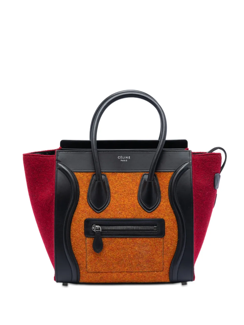 Celine Pre-Owned 2016 Micro Tricolor Felt Wool and Calfskin Luggage tote bag - Multicolore
