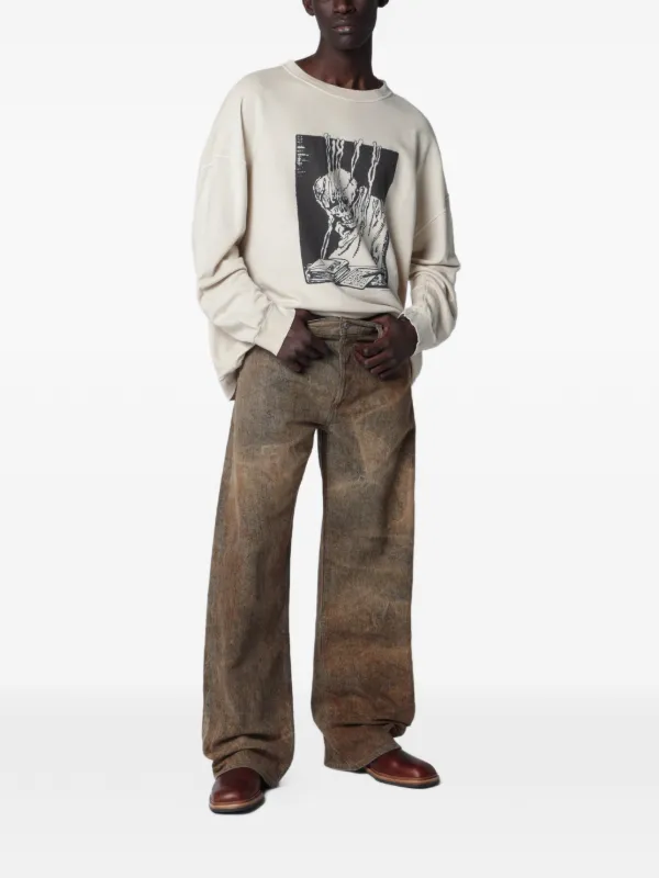 OUR LEGACY Slack Angry Fan Mail Print Sweatshirt | Neutrals | FARFETCH