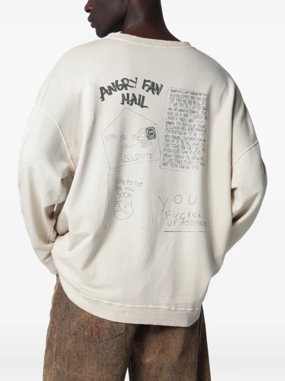 OUR LEGACY Slack Angry Fan Mail sweater met print Beige