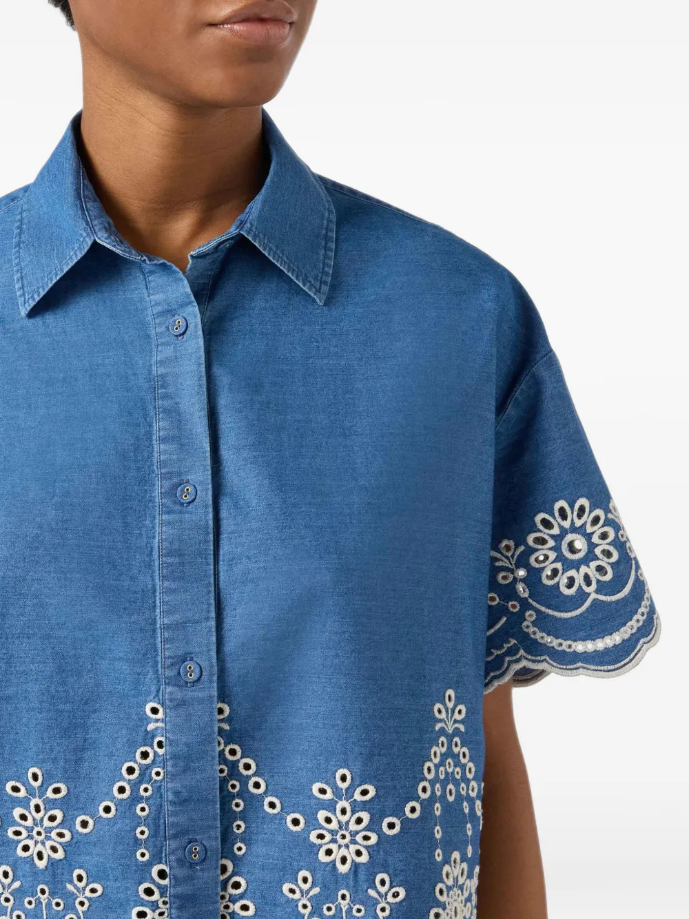 MC2 Saint Barth Blouse met borduurwerk Blauw