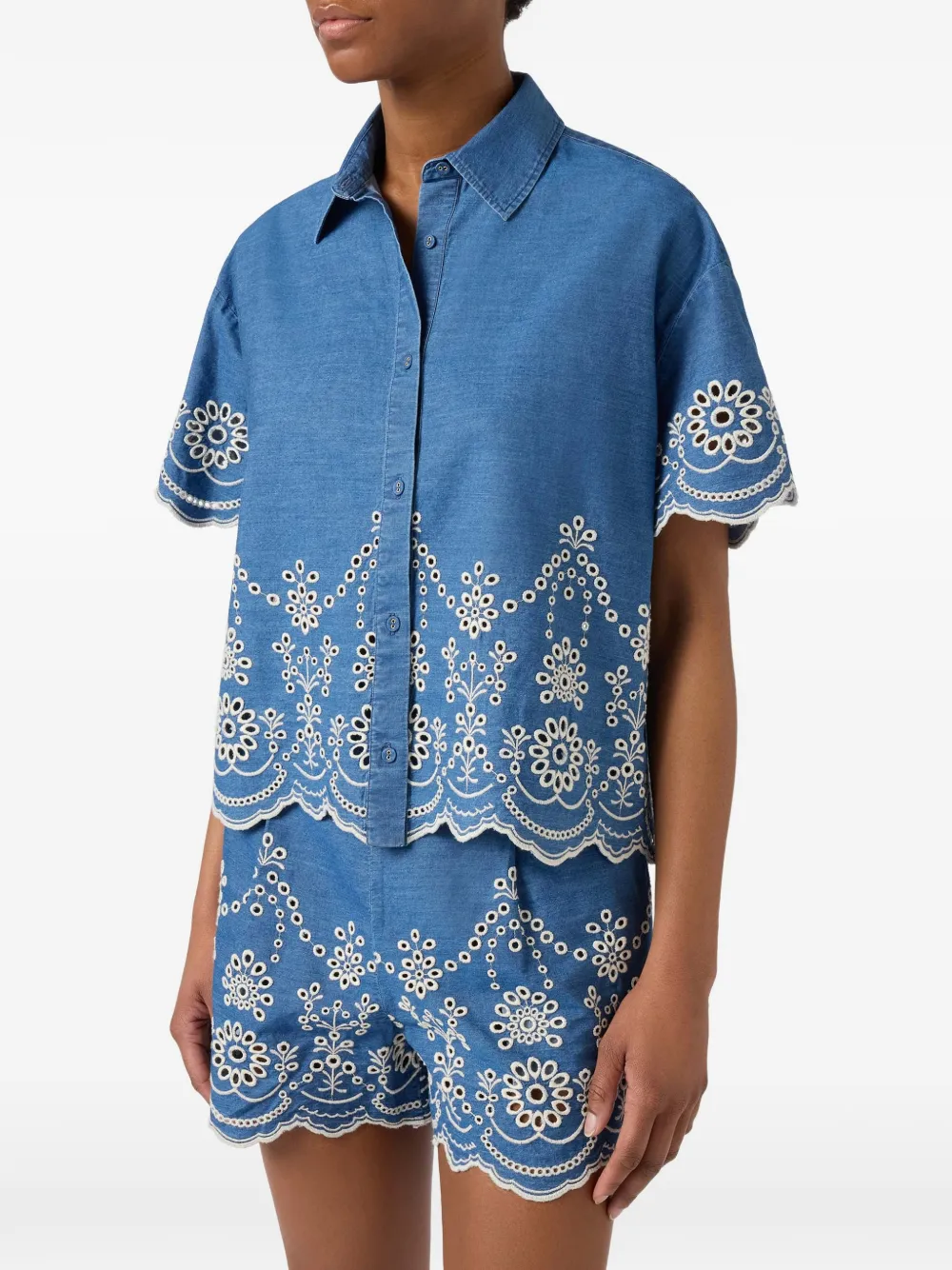 MC2 Saint Barth Blouse met borduurwerk Blauw