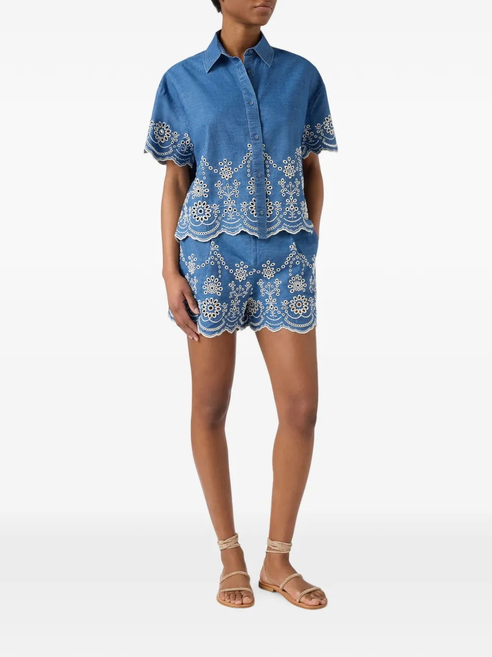 MC2 Saint Barth Blouse met borduurwerk Blauw