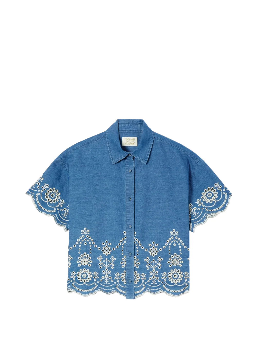 MC2 Saint Barth Clementine chambray shirt with floral embroidery