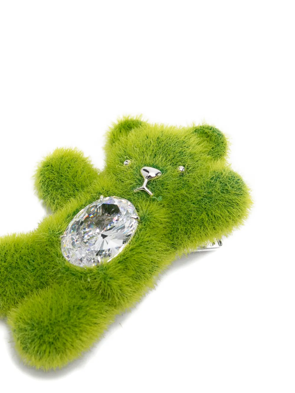  Yvmin Faux Fur Crystal Hair Clip - Green 