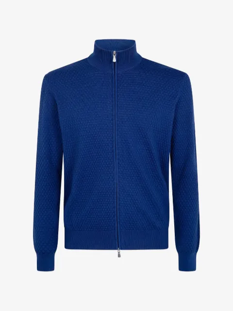 Gran Sasso honeycomb-knit zip-up jacket