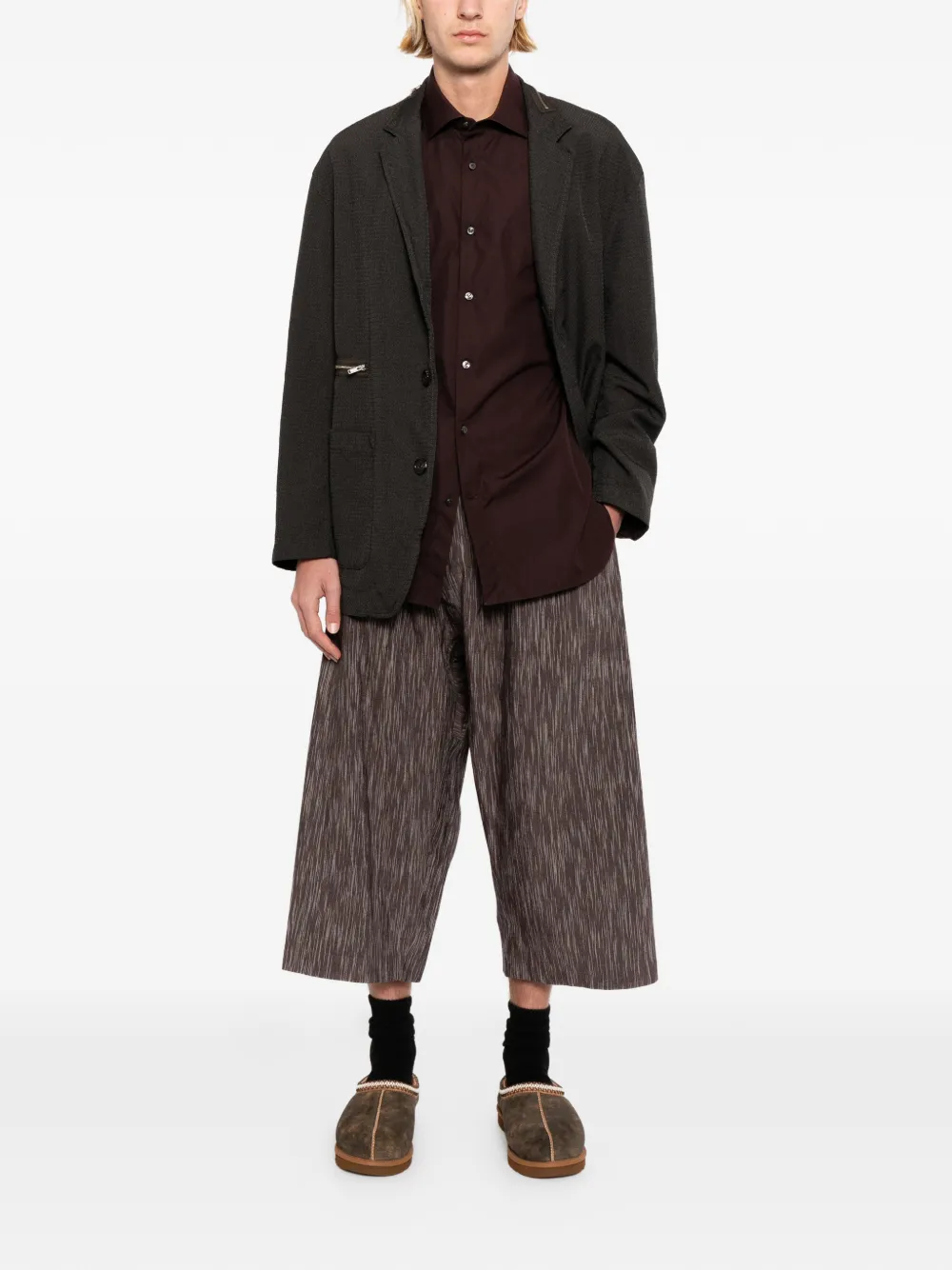  Jan Jan Van Essche Kasuri Cropped Trousers - Brown 